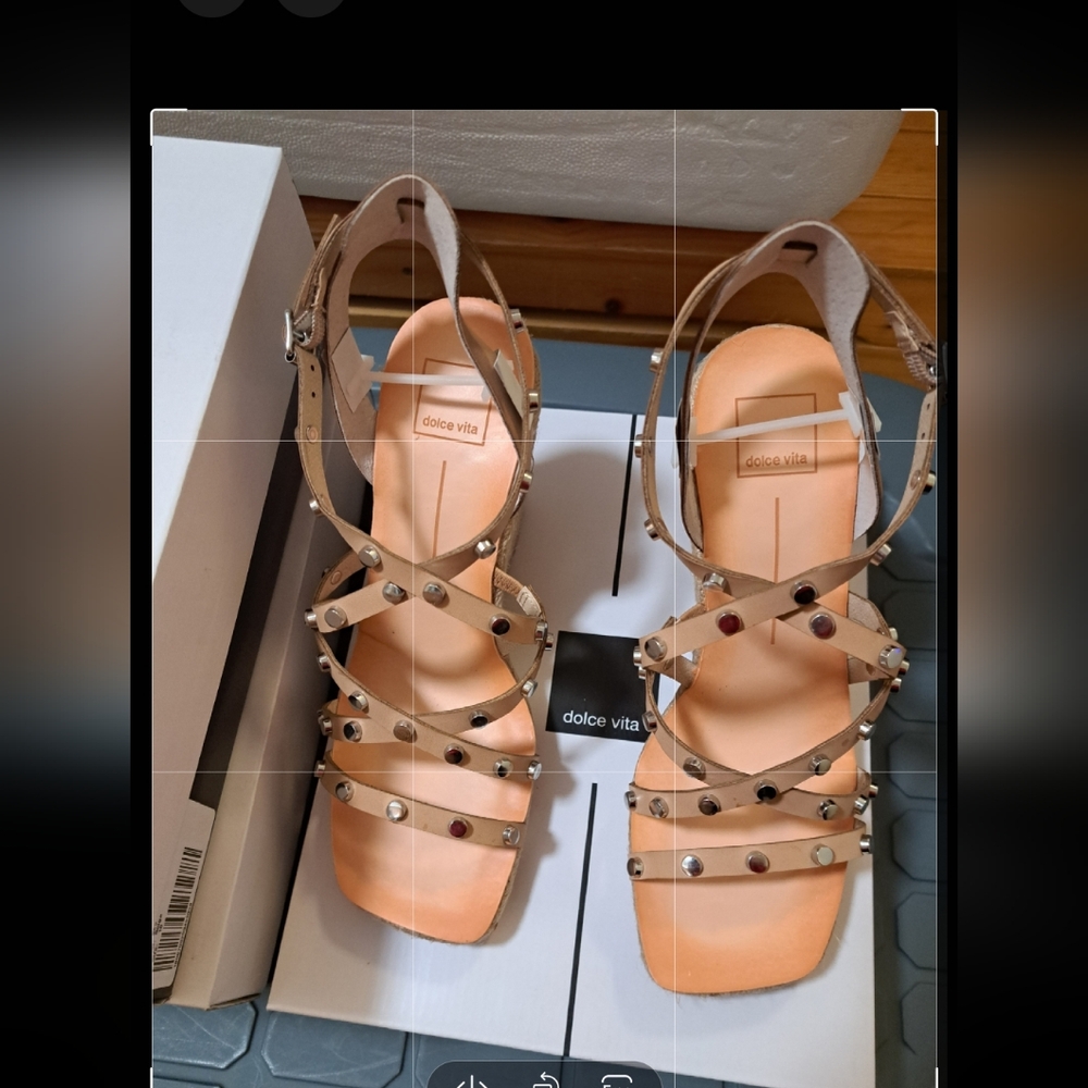 DOLCE VITA ESPADRILLE wedge SANDALS studded SIZE 10 beige STELLA brand new - Picture 4 of 8